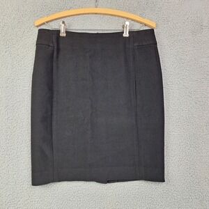 Ann‎ Taylor LOFT Womens Skirt 8P Black Stretch Pencil Kick Pleat Capsule